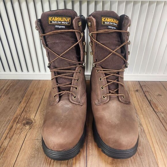 Carolina 8" Waterproof Insulated Work Boots Mens Sz 9 D Brown Leather Steel Toe - Picture 10 of 12
